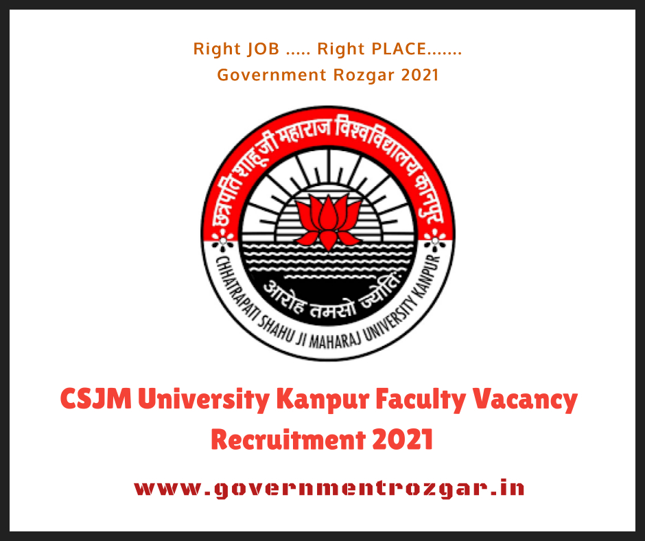 CSJM University Kanpur Faculty Vacancy Recruitment 2021