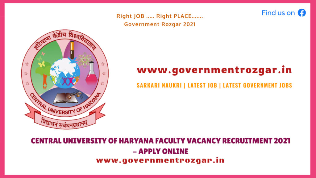 Central University of Haryana Faculty Vacancy Recruitment 2021