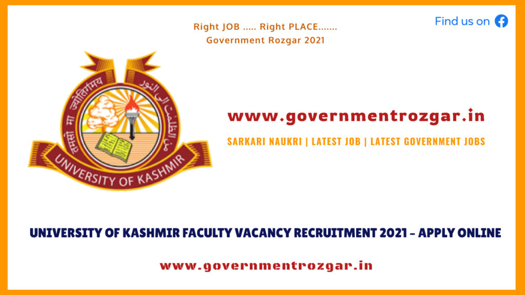 University of Kashmir Faculty Vacancy Recruitment 2021