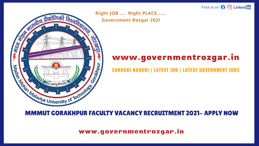 MMMUT Gorakhpur Faculty Vacancy Recruitment 2021