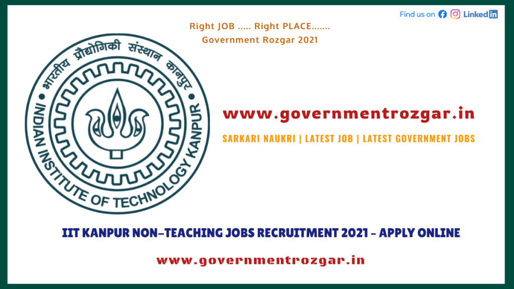 IIT Kanpur Non-Teaching Jobs Recruitment 2021