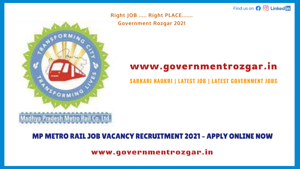 MP Metro Rail Job Vacancy Recruitment 2021