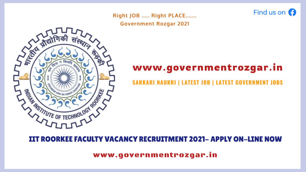 IIT Roorkee Faculty Vacancy Recruitment 2021