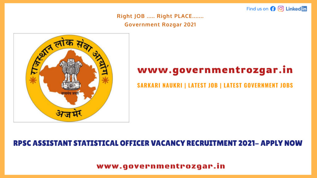 RPSC Assistant Statistical Officer Vacancy Recruitment