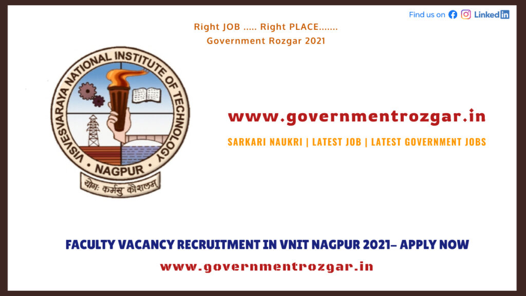 Faculty Vacancy Recruitment in VNIT Nagpur 2021