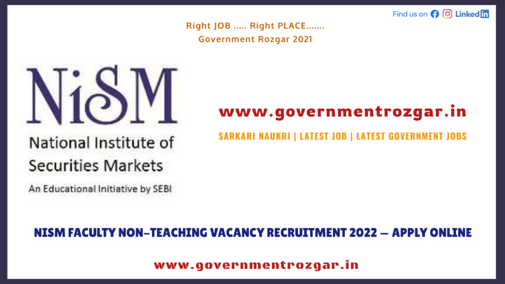 NISM Faculty Non-Teaching Vacancy Recruitment 2022