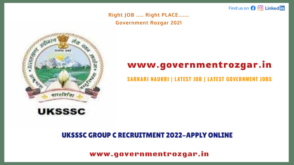 UKSSSC Group C Recruitment 2022