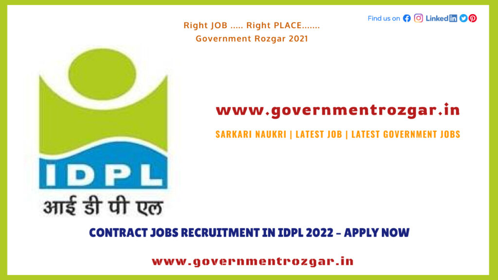 Contract Jobs Recruitment in IDPL 2022