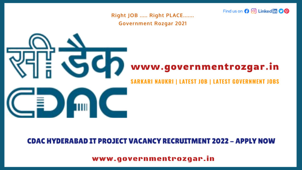 CDAC Hyderabad Recruitment 2022 - Apply for 54 Posts