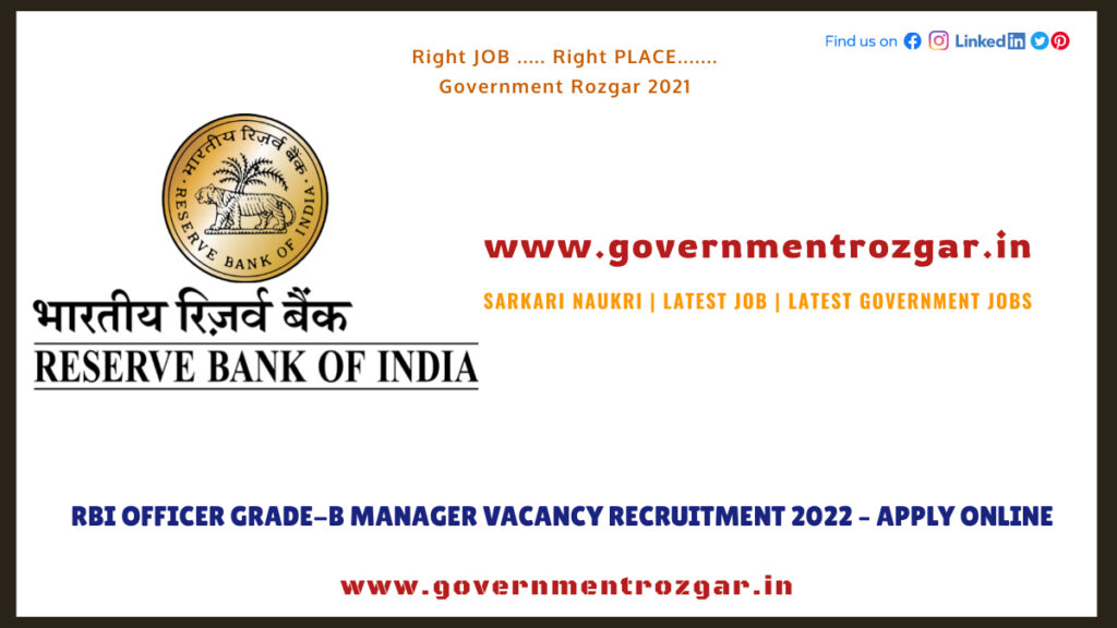 RBI Officer Grade-B Manager Vacancy Recruitment 2022 