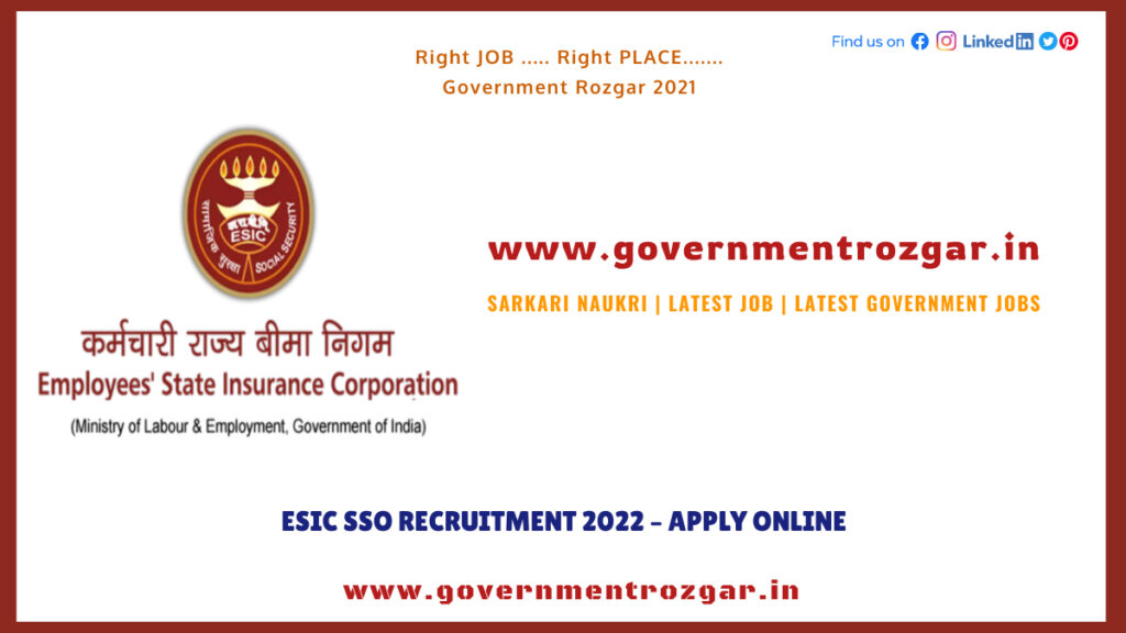 ESIC SSO Recruitment 2022