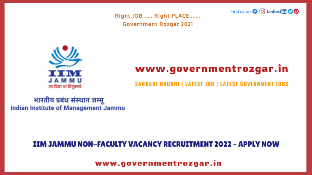 IIM Jammu Non-Faculty Vacancy Recruitment 2022