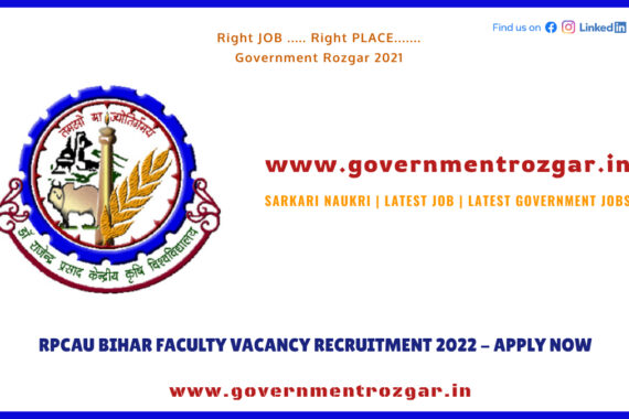 RPCAU Bihar Faculty Vacancy Recruitment 2022
