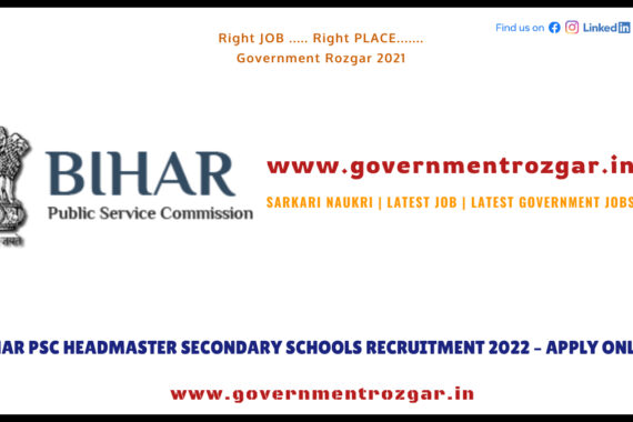 Bihar PSC Headmaster Secondary Schools Recruitment 2022 - Apply Online