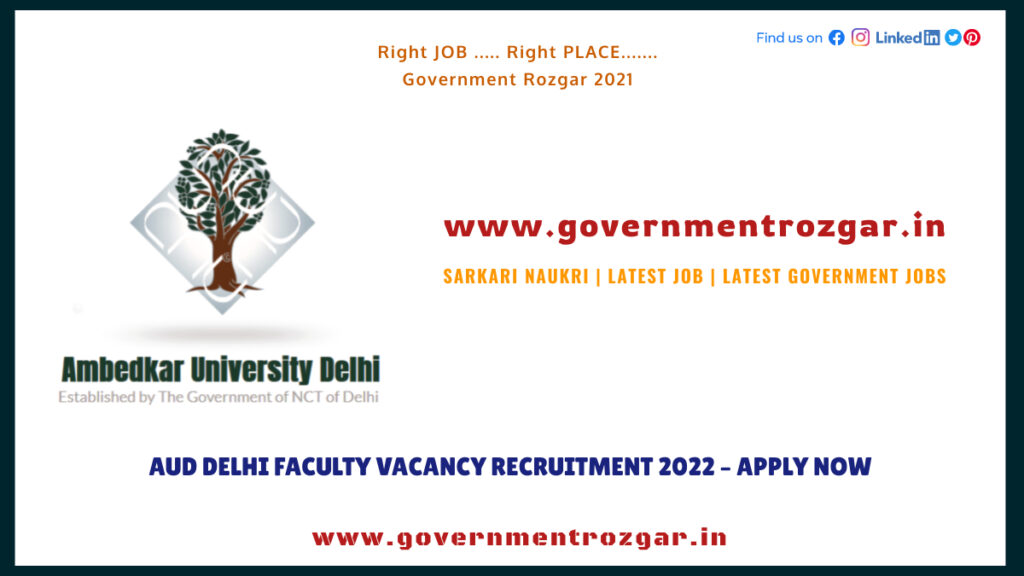 AUD Delhi Faculty Vacancy Recruitment 2022 