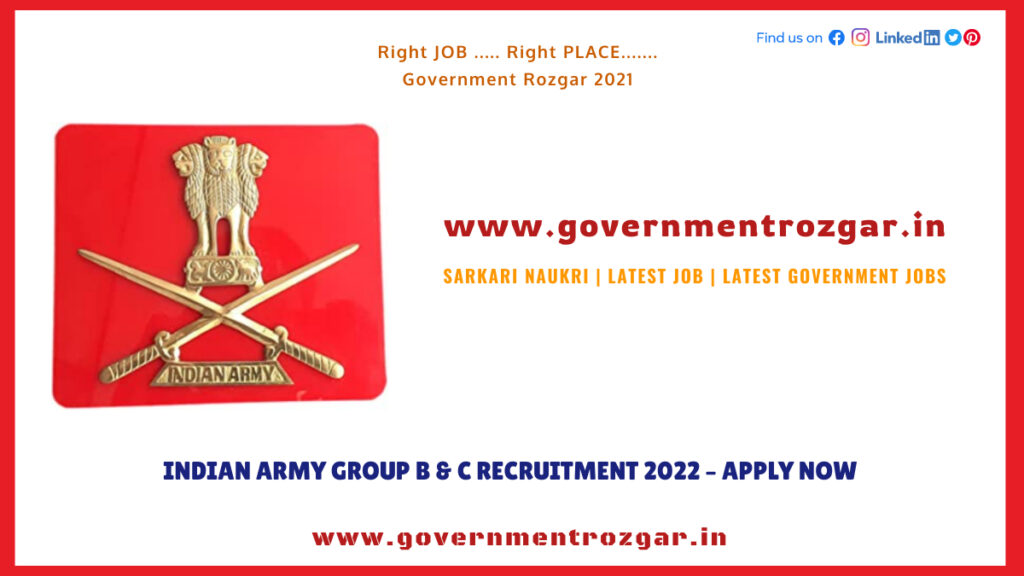 Indian Army Group B & C Recruitment 2022 