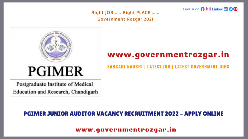 PGIMER Junior Auditor Vacancy Recruitment 2022