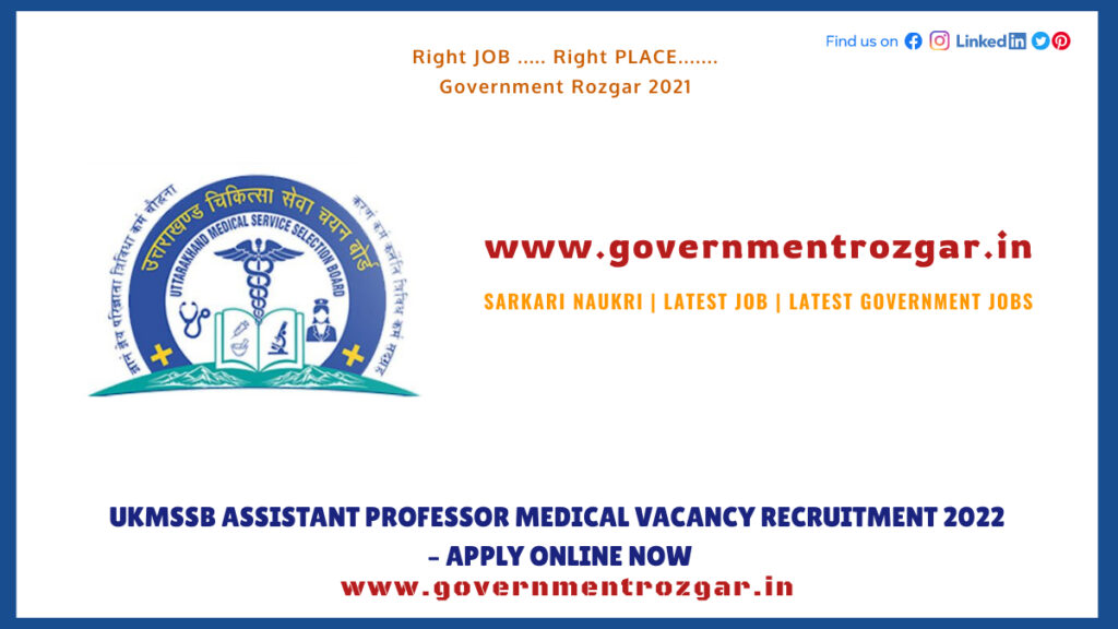 UKMSSB Assistant Professor Medical Vacancy Recruitment 2022