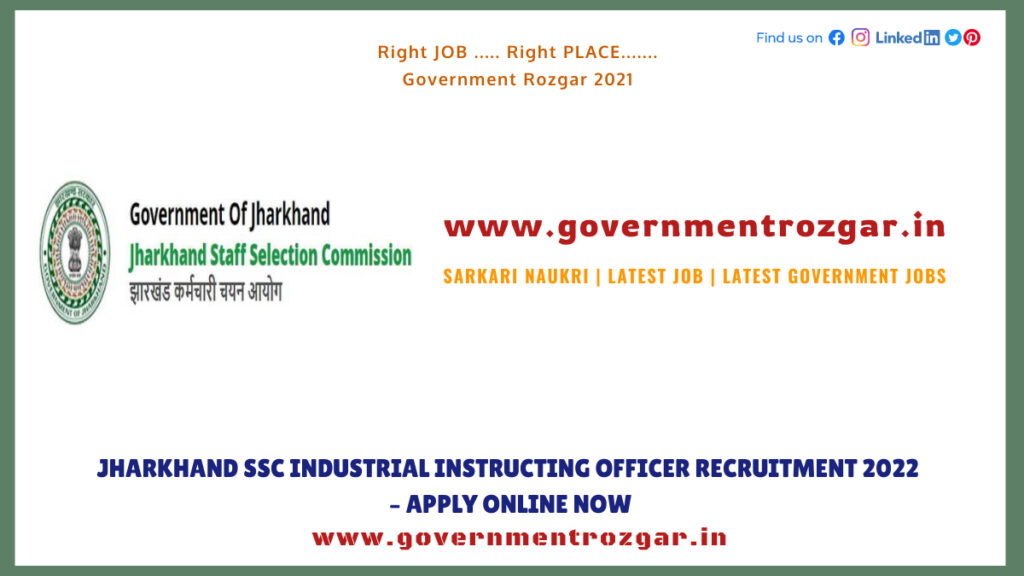 Jharkhand SSC Industrial Instructing Officer Recruitment 2022
