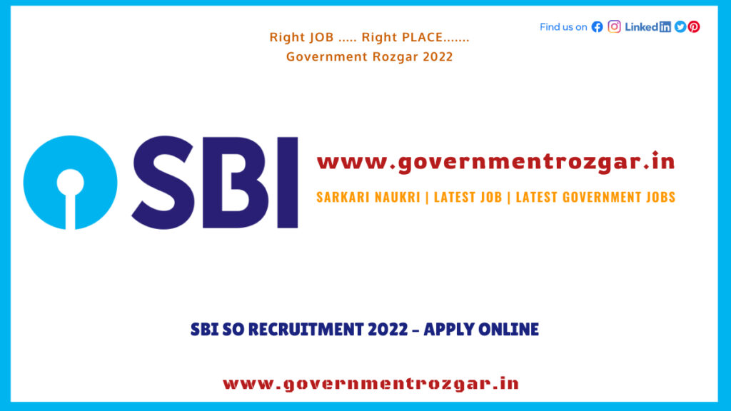 SBI SO Recruitment 2022 - Apply Online