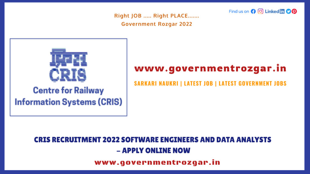 CRIS Recruitment 2022 Software Engineer and Data Analyst 