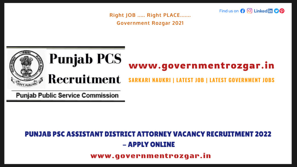 Punjab PSC Assistant District Attorney Vacancy Recruitment 2022
