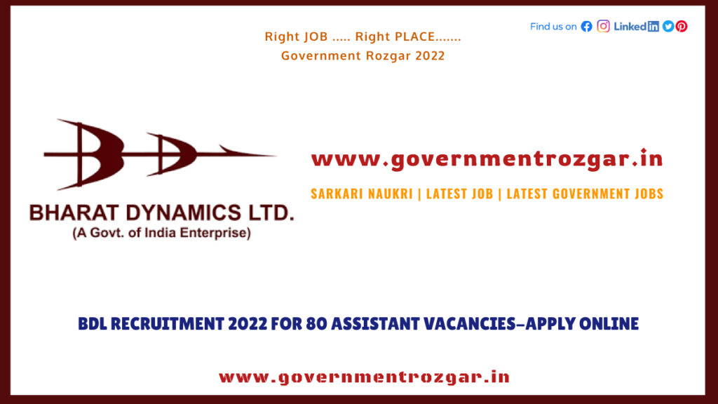 BDL Recruitment 2022 for 80 Assistant Vacancies