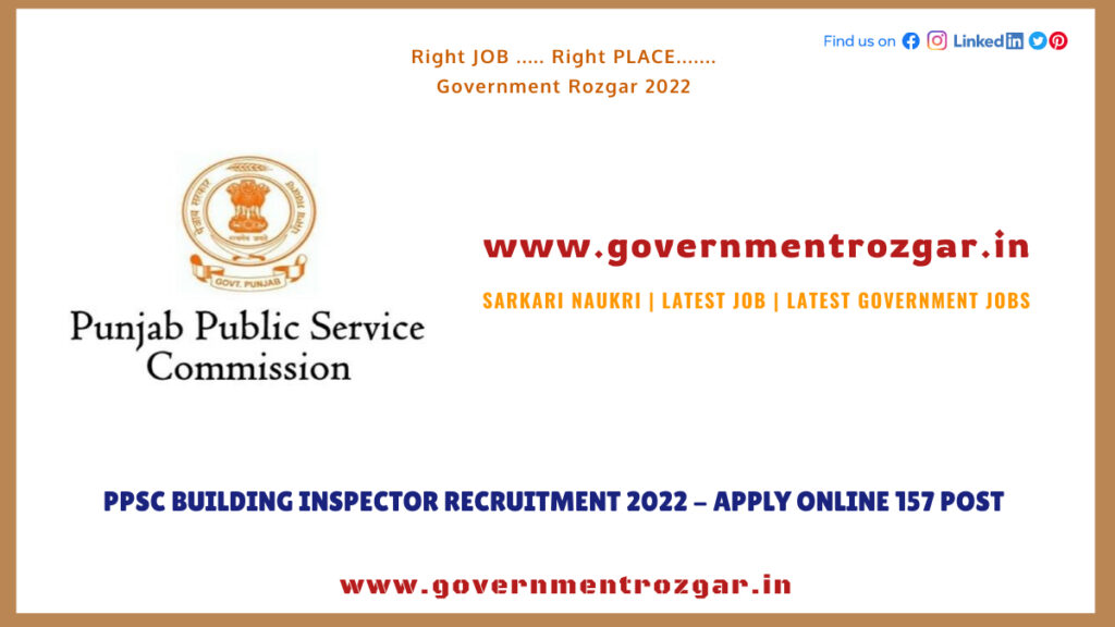 PPSC Building Inspector Recruitment 2022 - Apply Online 157 Post