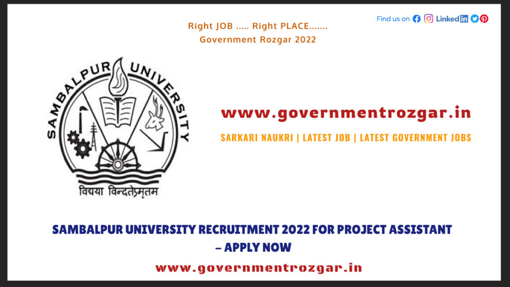 Sambalpur University Recruitment 2022 for Project Assistant 