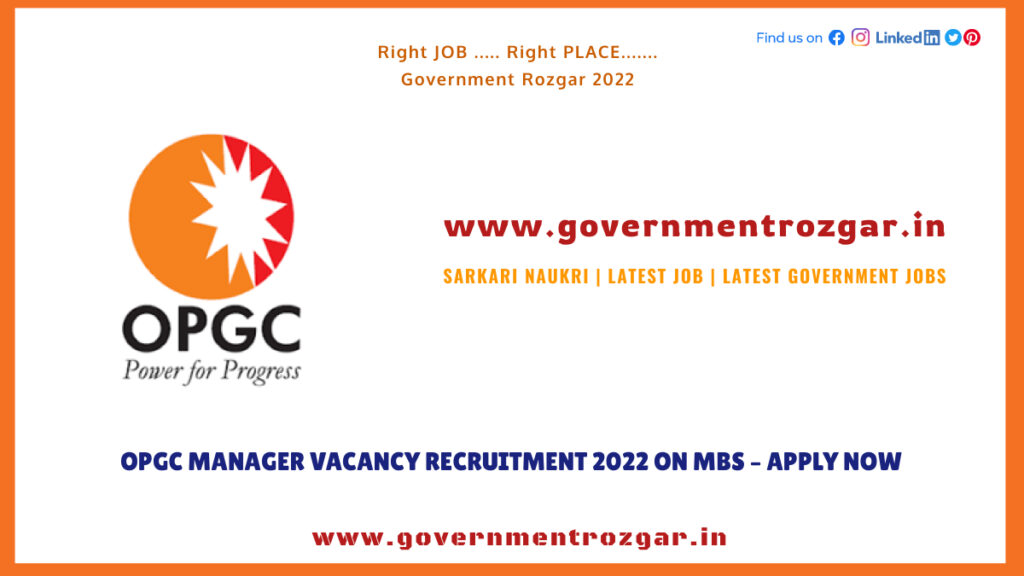 OPGC Manager Vacancy Recruitment 2022 on MBS