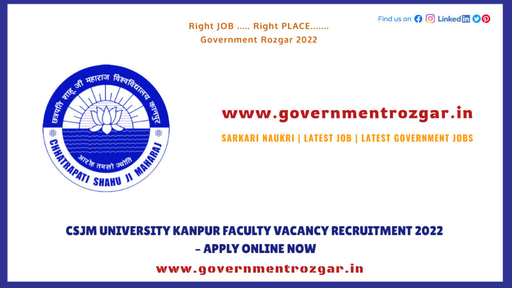 CSJM University Kanpur Faculty Vacancy Recruitment 2022