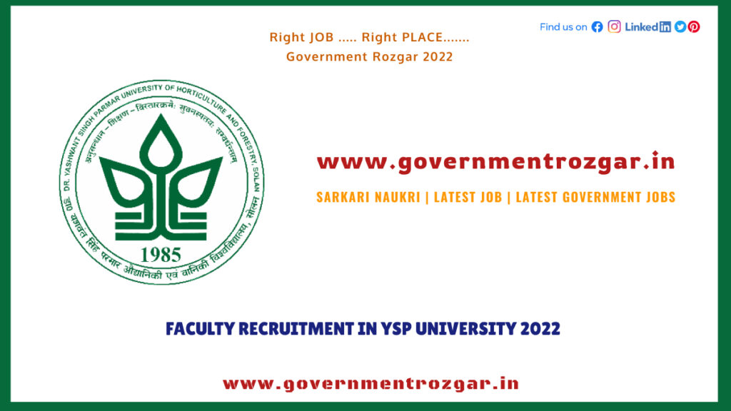 Faculty Recruitment in YSP University 2022– Apply Online For Guest faculty Post