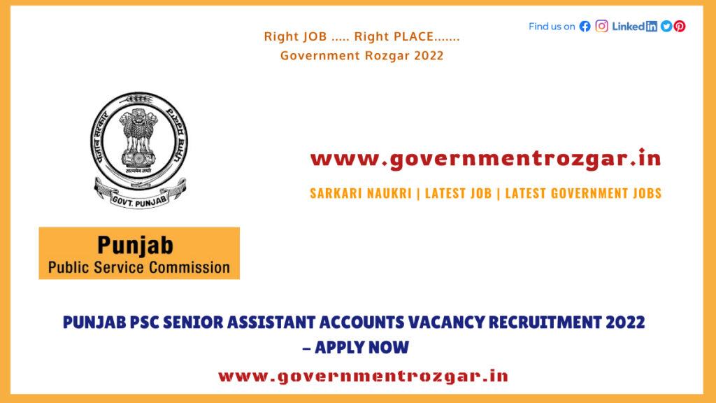Punjab PSC Senior Assistant Accounts Vacancy Recruitment 2022 - Apply Now