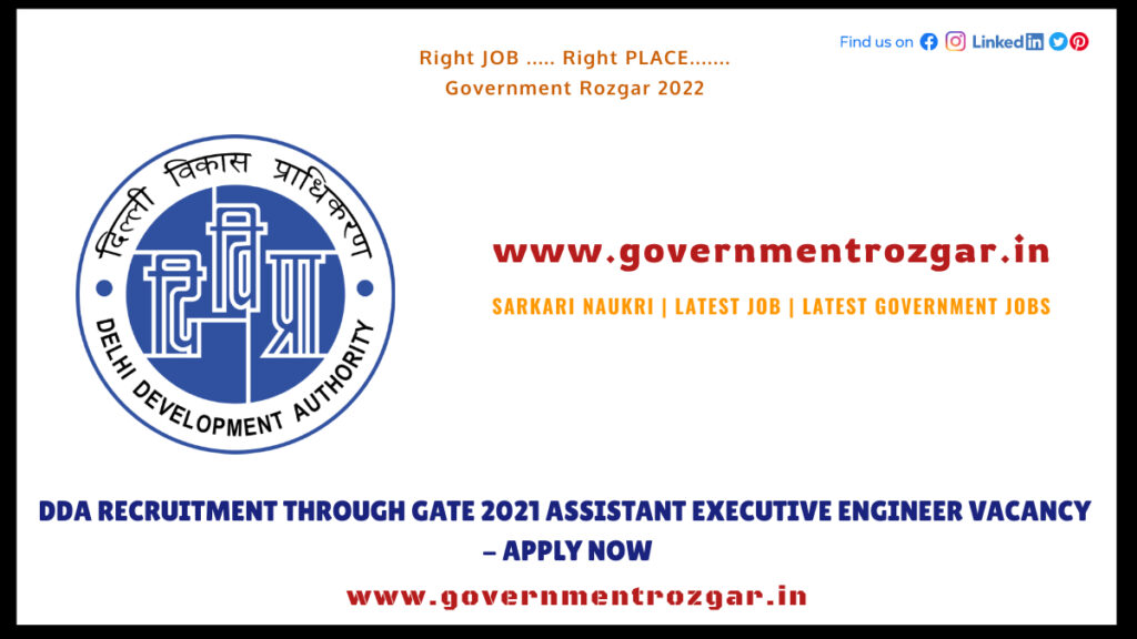 DDA Recruitment through GATE 2021 Assistant Executive Engineer Vacancy - Apply Now