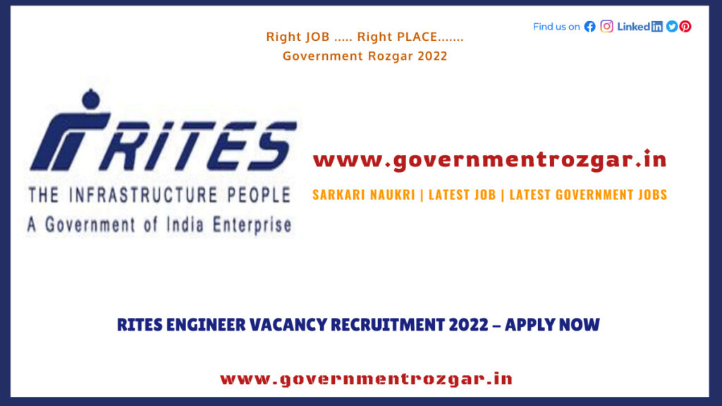 Rites Engineer Vacancy Recruitment 2022 - Apply Now