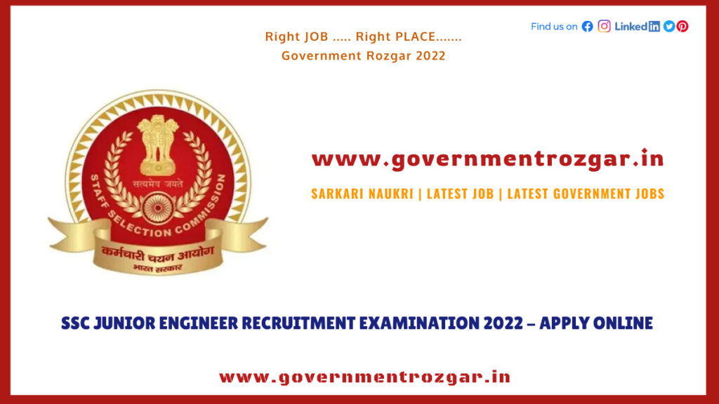 SSC Junior Engineer Recruitment Examination 2022 - Apply Online