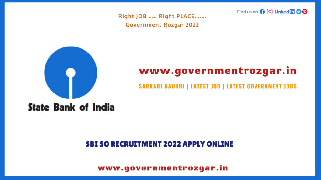 SBI SO Recruitment 2022 Apply Online