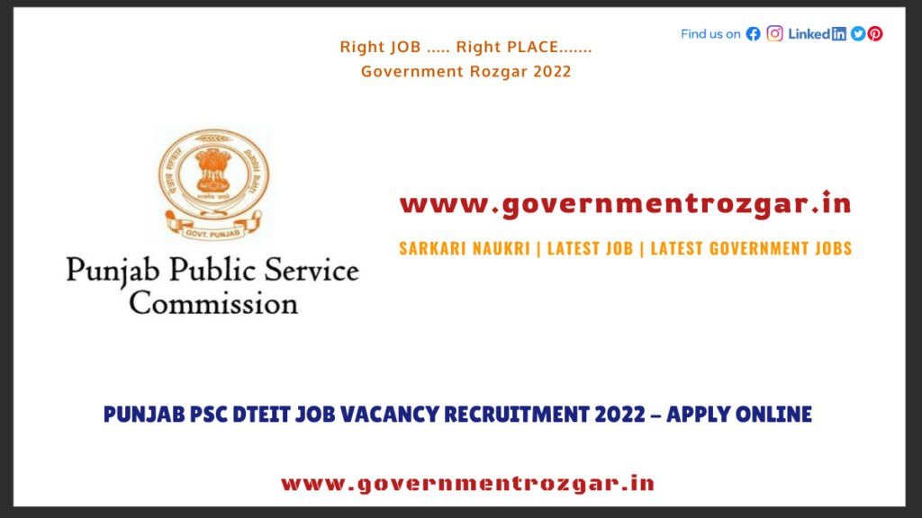 Punjab PSC DTEIT Job Vacancy Recruitment 2022 - Apply Online