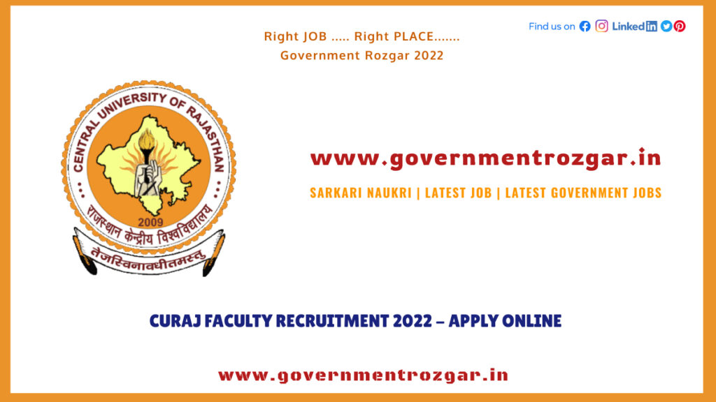 CURAJ Faculty Recruitment 2022 - Apply Online