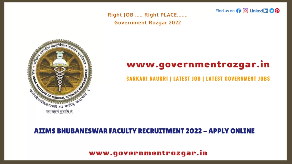 AIIMS Bhubaneswar Faculty Recruitment 2022 - Apply Online