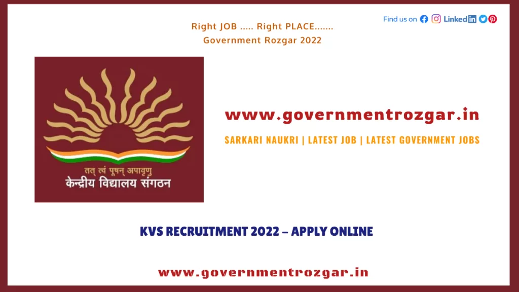 KVS Recruitment 2022 - Apply Online