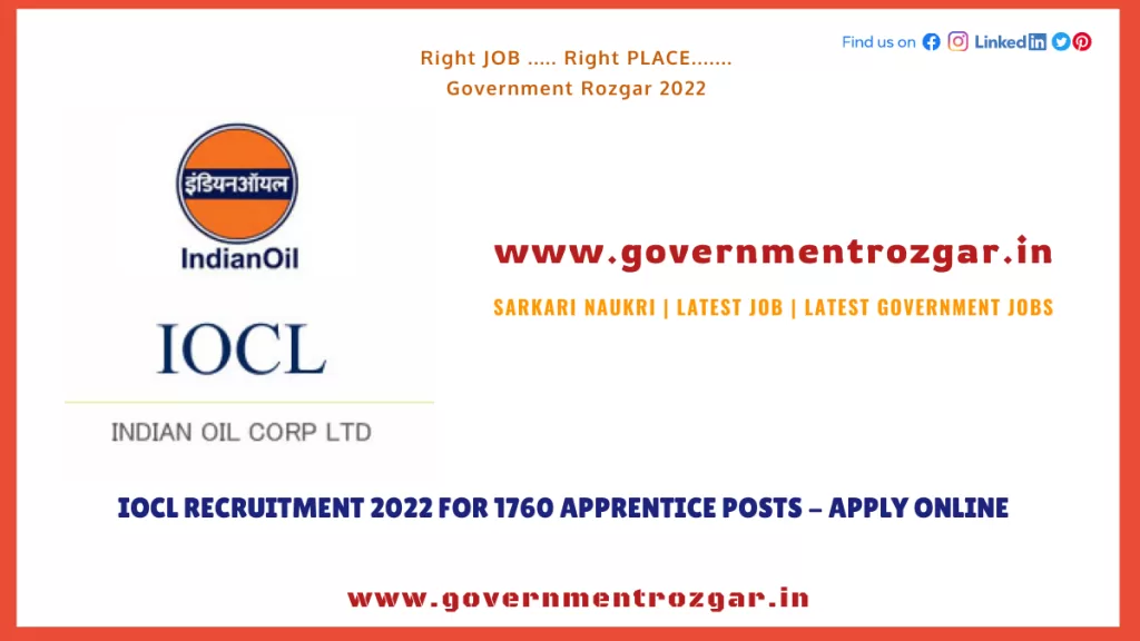 IOCL Recruitment 2022 for 1760 Apprentice Posts - Apply Online