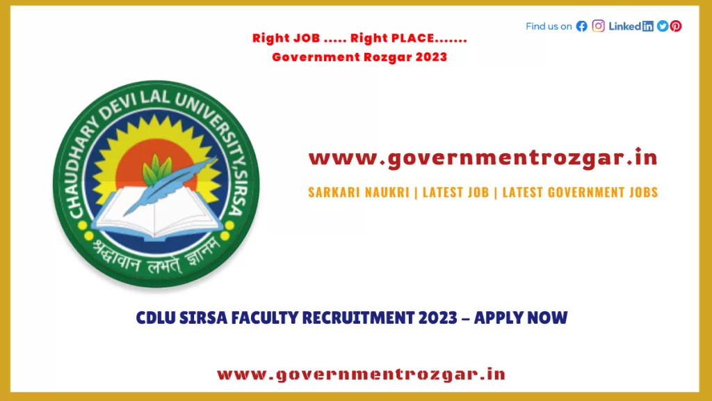 CDLU Sirsa Faculty Recruitment 2023 - Apply Now