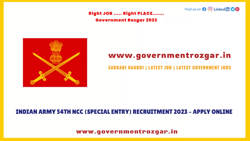 Indian Army Recruitment 2023 for 54th NCC (Special Entry) – Apply Online