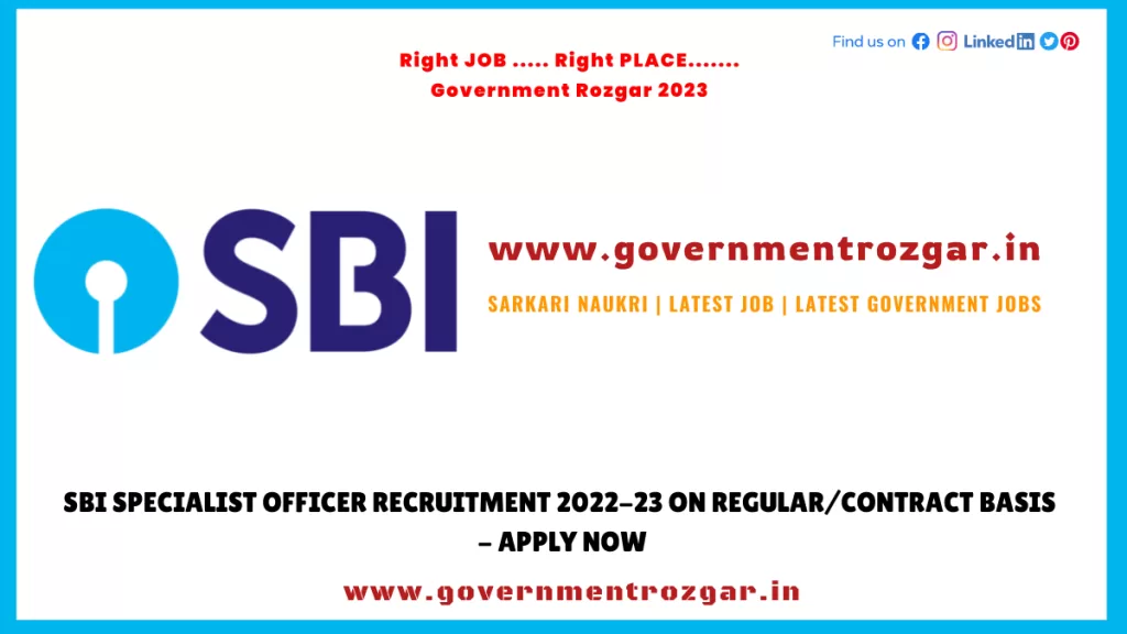 SBI SO Recruitment 2023 on Regular/Contract basis - Apply Now
