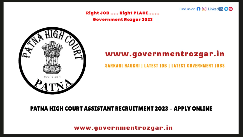 Patna High Court Assistant Recruitment 2023 - Apply Online