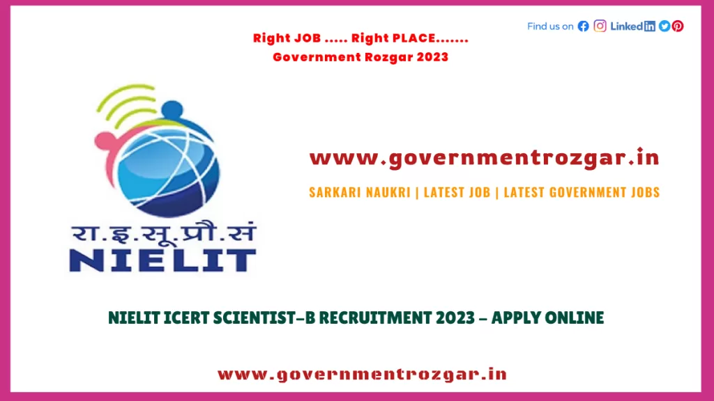 NIELIT ICERT Scientist-B Recruitment 2023 - Apply Online