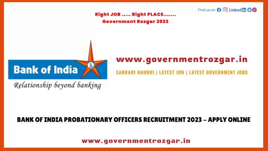 Bank of India PO Recruitment 2023 - Apply Online