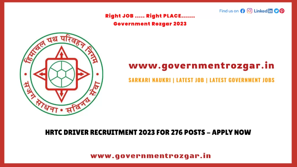 HRTC Driver Recruitment 2023 for 276 Posts - Apply Now