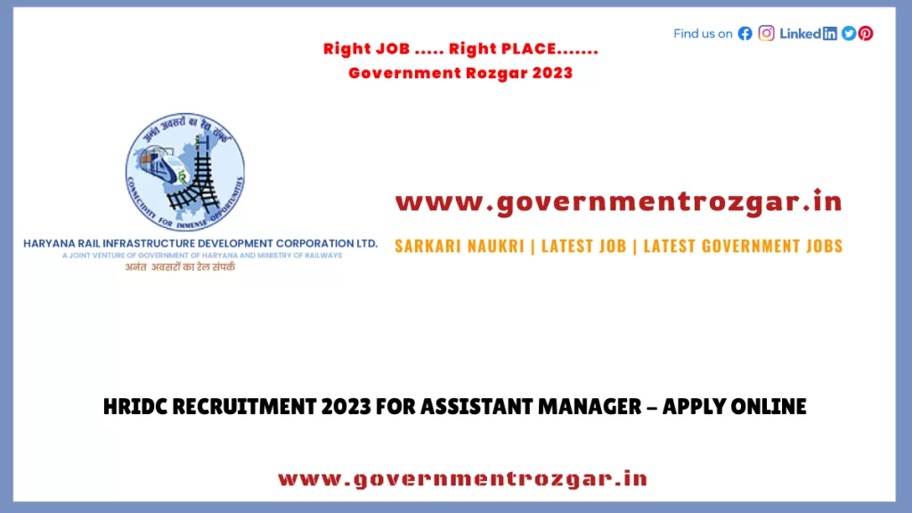 HRIDC Recruitment 2023 for Assistant Manager - Apply Online